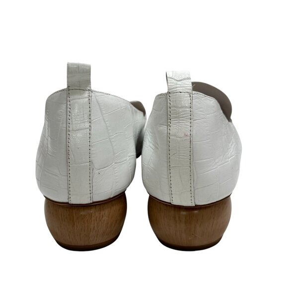JEFFREY CAMPBELL Viona White Croc Loafers Wood ball Heel Pointy Toe size 10 M - Picture 4 of 5